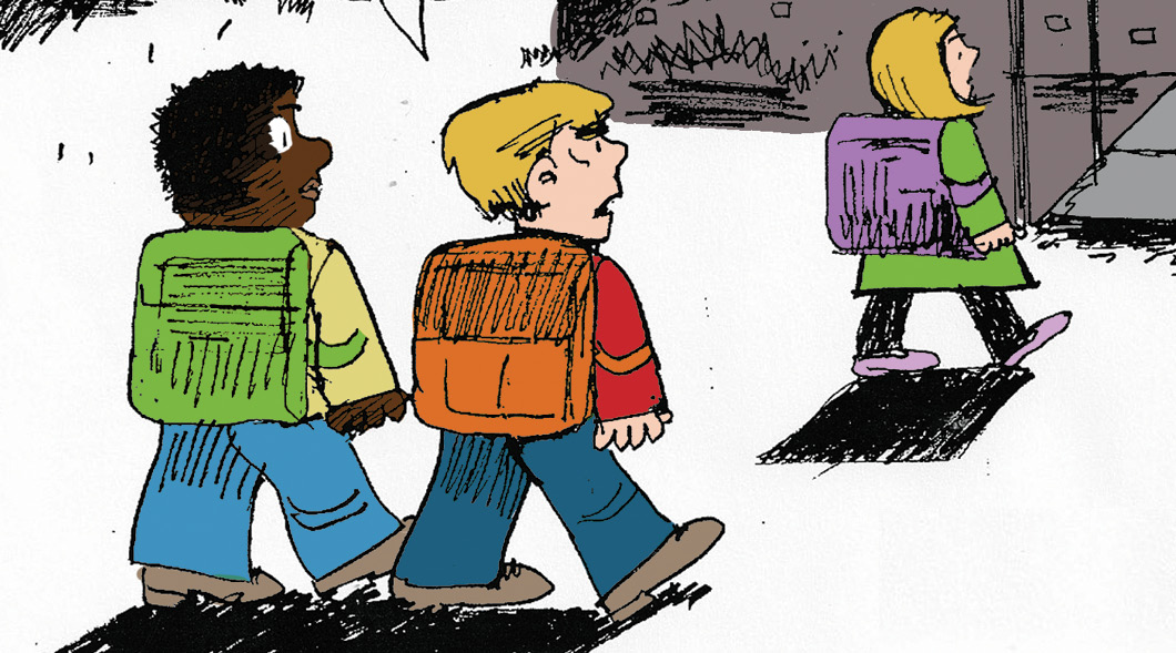 Illustration of students walking