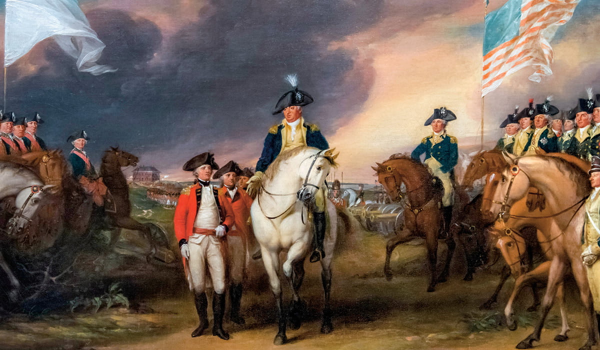Illustration of the British and colonists preparing for war