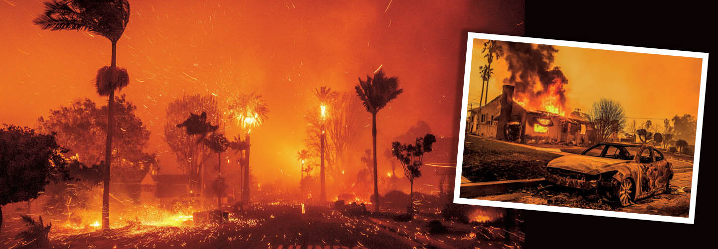 Image of neighborhoods in California caught on fire