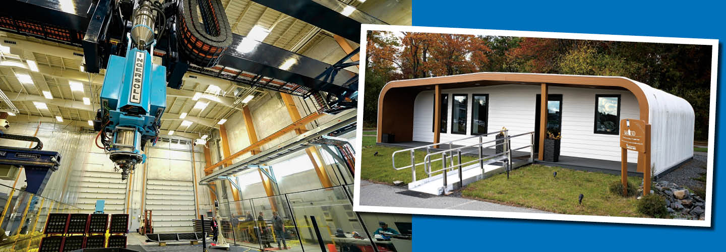 Image of a building and the factory it was built in